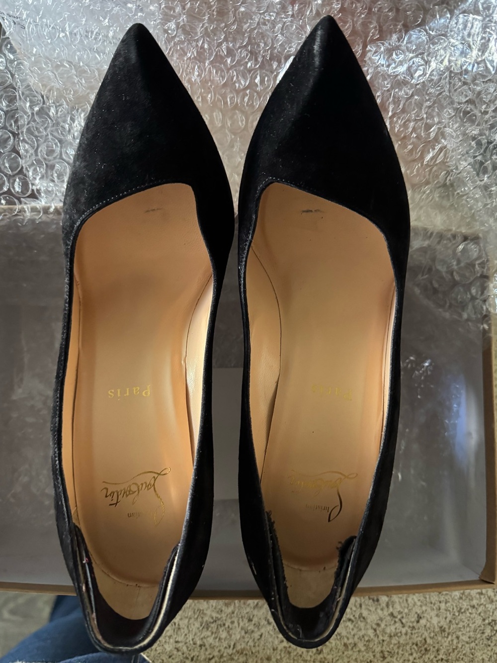 Christian Louboutin Black Suede Pointed-Toe Pumps
